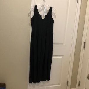 Linen midi dress with tucked bodice XS generous cut new never worn with tags